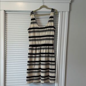 J. Crew Black and Cream Striped Mini Dress